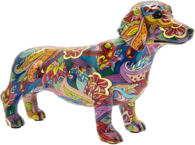 Animal Crackers GROOVY ART bright coloured Dachshund ornament figurine Sausage Dog lover gift