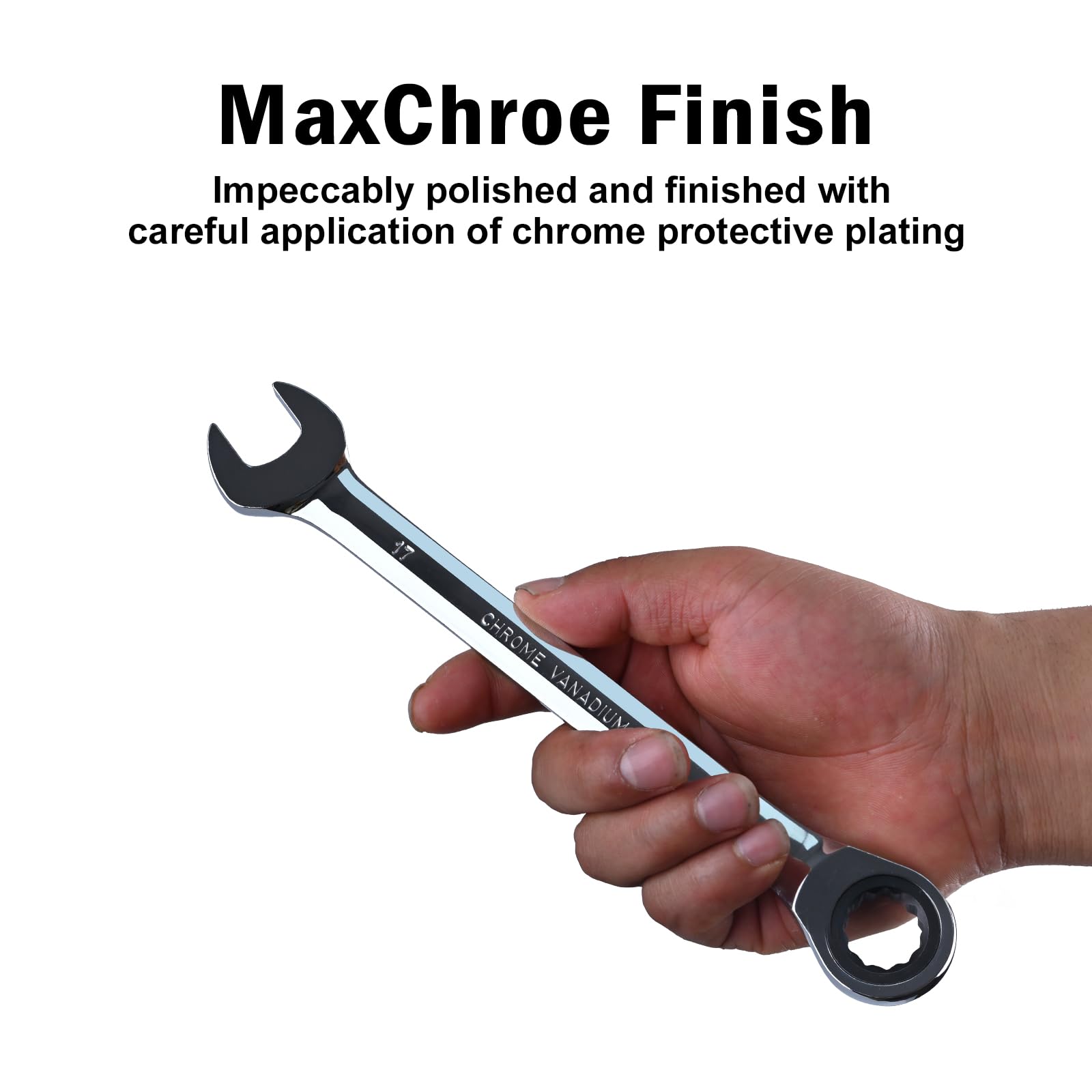 EGOFINE 17mm Ratcheting Combination Wrench Metric, Industrial Grade Gear Spanner with 12-Point Design, 72-Tooth Ratchet - Image 3