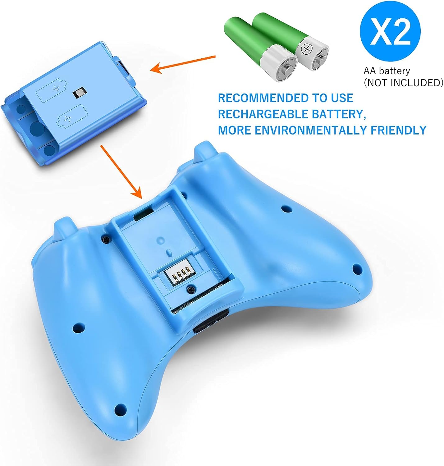 Puning Replacement Wireless Controller Compatible with Xbox 360 Controller,Wireless Game Controller Joystick for Xbox&Xbox Slim 360(Blue) (Renewed)