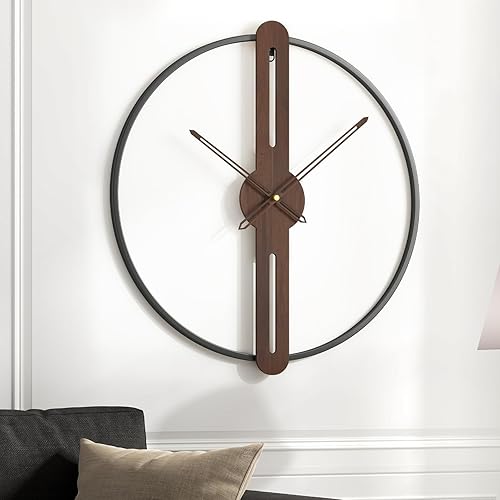 Miniatura 13 de Reloj de pared de 24 pulgadas, relojes de pared grandes para sala de estar, reloj redondo de metal decorativo, funciona con pilas, silencioso, sin