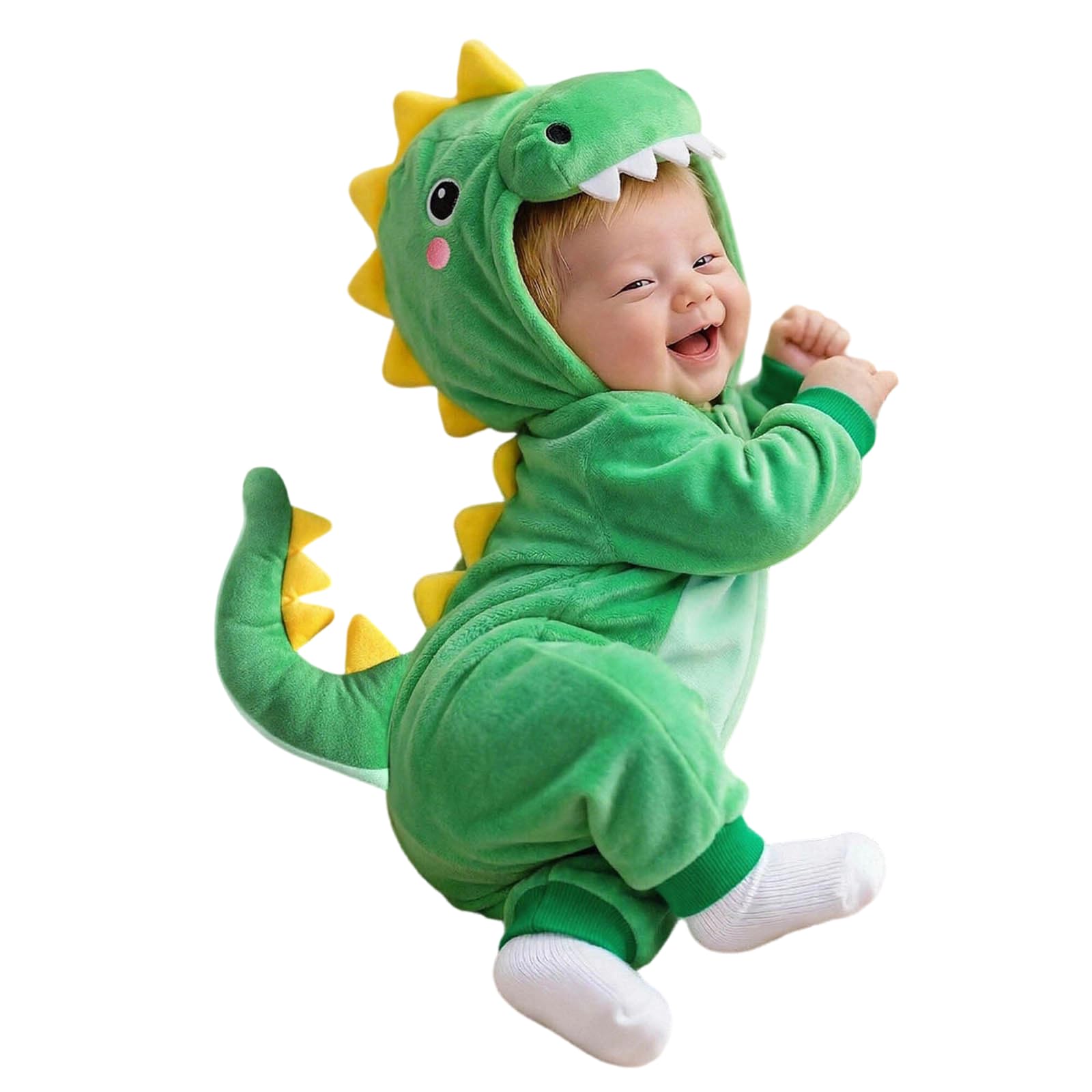 Dinosaur Costume Kids Halloween Costumes Infant Onesie Dress Up Outfit Dinosaur Onesie With Colorful Spikes And Plush Tail Full Zipper Cartoon Cosplay Onesies for Newborn Infant, Photo Prop Outfit