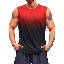 Mens Sleeveless Tank Tops Workout Muscle Gym T Shirts Crew Neck Gradient Tee Tops