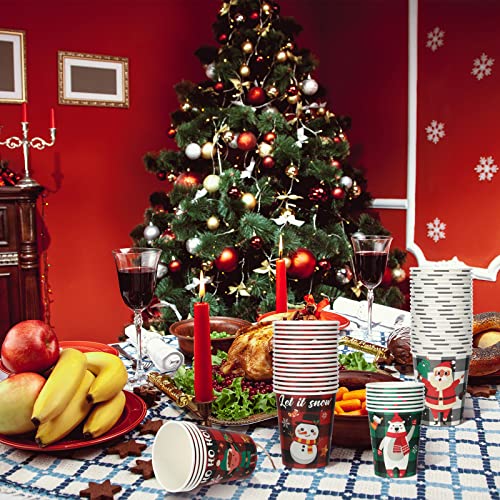 Nuogo 204 Pcs Christmas Disposable Paper Cup 9 Oz Buffalo Plaid Paper Cup And 204 Pcs Christmas Stripe Straws Christmas Holiday Supplies Paper Coffee Cups Tea Cups Merry Christmas Party Decorations #TOP4