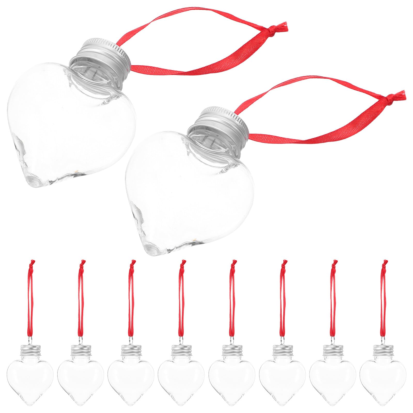 Bouteilles forme de cœur transparentes à suspendre : lot de 20 pièces pour dragées