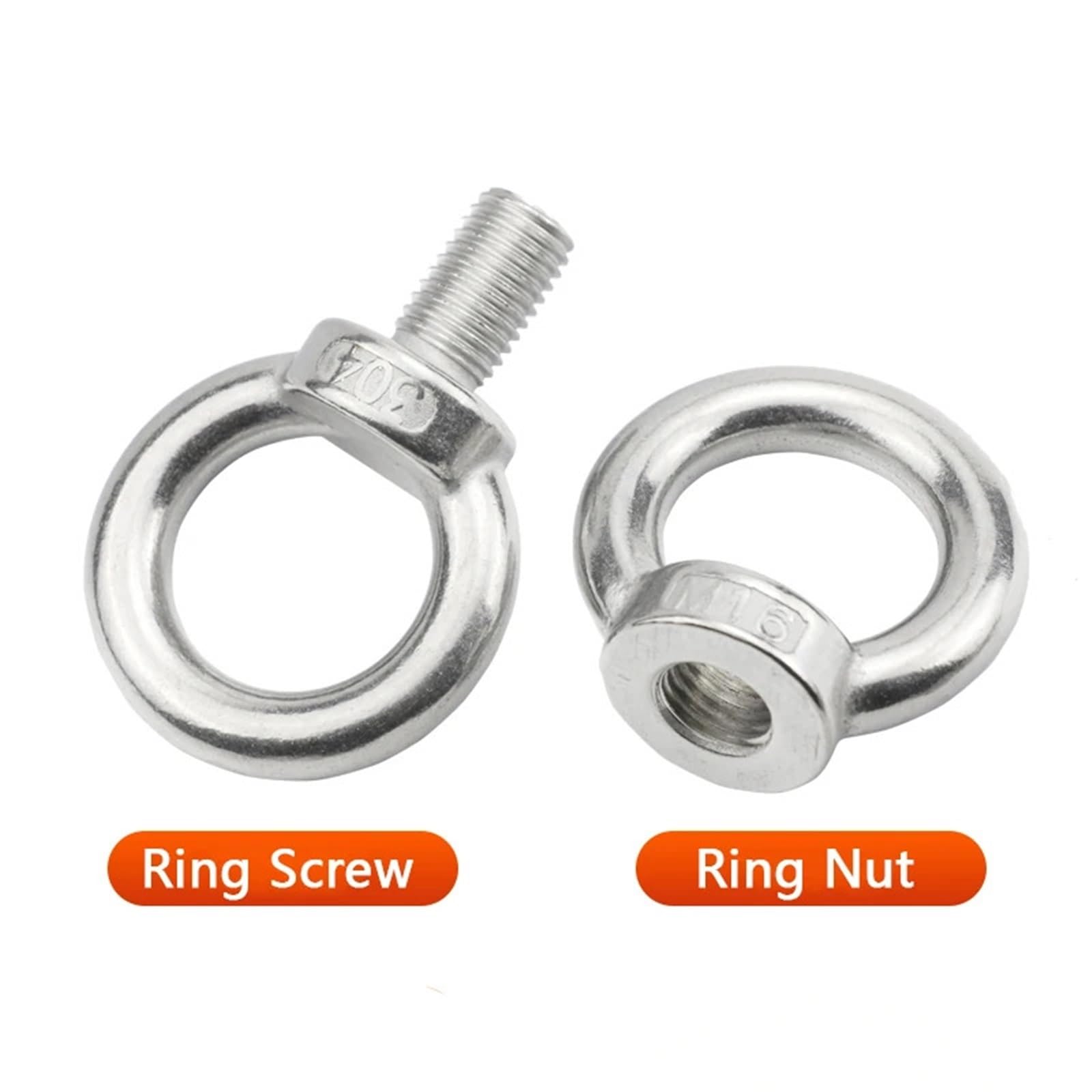 Cancamos Metalicos Tuercas de ojo de elevación de acero inoxidable/Tornillos de ojo Pernos de anillo M4 M5 M6 M8 M10 M12 M14 M16 M18 M20 M24 M27 M30(Ring Nut,M24)
