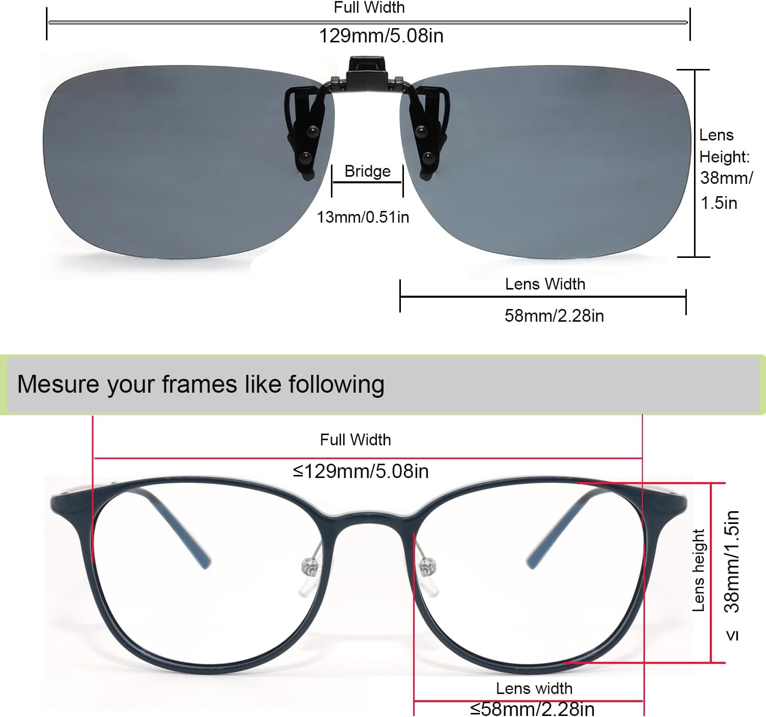 MONICE Fishing Clip on Flip up Polarized Sunglasses Fit Over Prescription Glasses Driving UV Protection Gift Men Women - Image 2