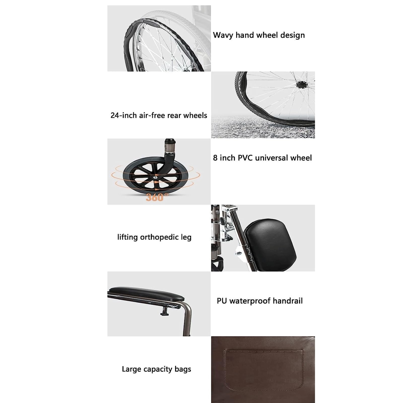 Silla de Ruedas Silla de Ruedas reclinable, Silla de Ruedas Manual Ligera con Mesa de Comedor, Silla de baño, cómoda, Silla de Ducha de baño de Acero confiable