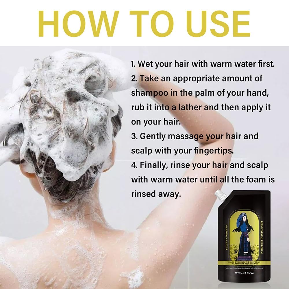 Custodia for shampoo for capelli alle erbe Polygonum allo zenzero, lavaggio nutriente delicato alla radice for capelli lisci e luminosi
