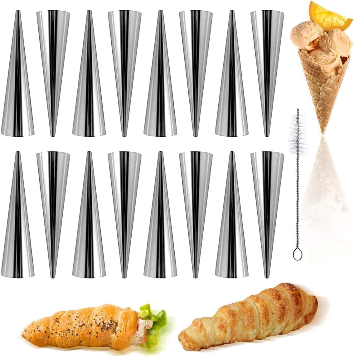 Extra large Cream Horn Moulds Set of 12 Lady Lock Pastry Forms Waffle