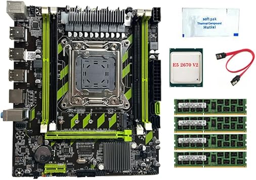 X79G LGA2011 Motherboard+E5 2670 V2 CPU+4X4G DDR3 RAM+Thermal Grease+ Cable Support M.2 NVME PCIE X16 USB2.0 SATA3.0