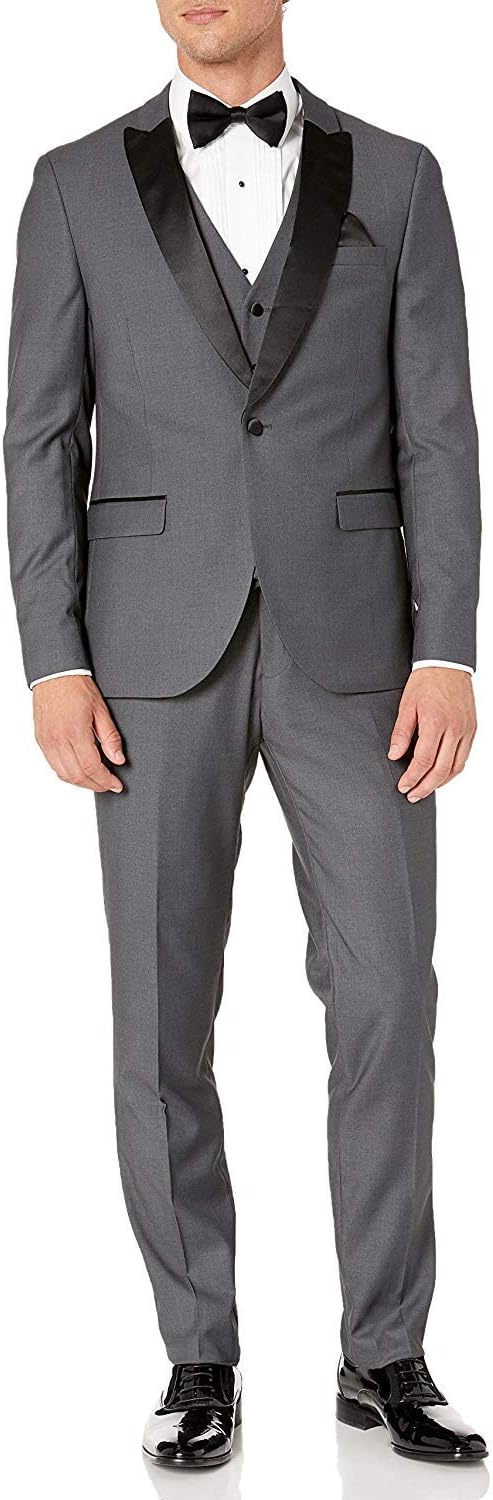 Adam Baker Men's 3-Piece Single Breasted Slim Fit 2-Button Vested Dress Suit Set & Tuxedo Suit Set - Colors