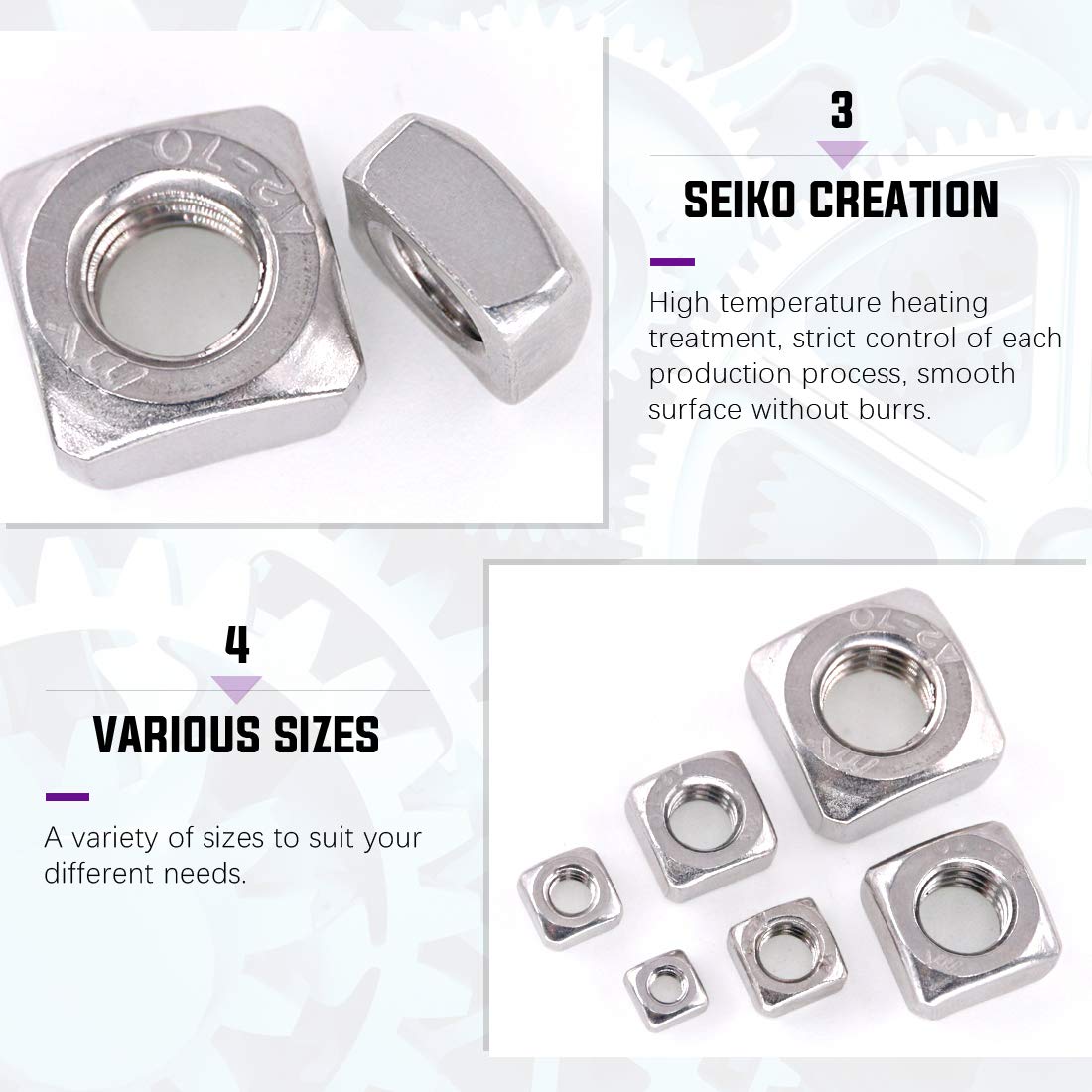 Stainless Steel Nuts Kit - 220 Pcs M3-M10 -4 Stainless Steel Nuts Kit - 220 Pcs M3-M10 -4