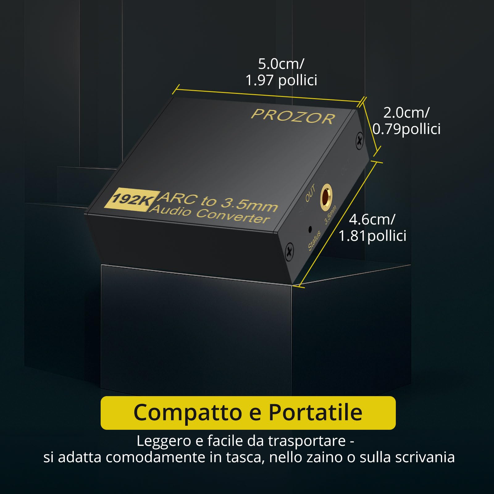 PROZOR eARC/ARC Audio Extractor HDMI a 3,5mm per TV HDTV, Adattatore ARC Audio Converter PCM Stereo, Collegamento Cuffie, Amplificatore, Altoparlanti Attivi