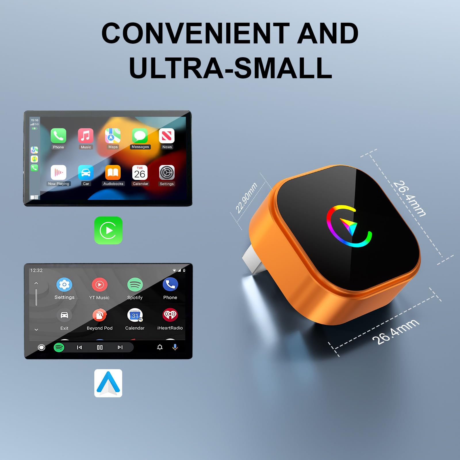 Intenso Wireless CarPlay Adapter for iPhone & Android Auto - 2026 UpgradeWired to Wireless Converter, Plug & Play, Zero Delay, Fast Auto-Reconnect, Stable Control, iOS 10+/Android 11+ — view 6