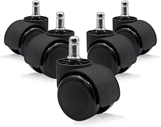 Juego de 5 Ruedas de Goma Giratorias para Sillas de Oficina y Gaming. Ruedas para Todo Tipo de Suelos Resistente hasta 150 kg de Carga. Tamaño 11mm diámetro - Ofituria (1 Juego)