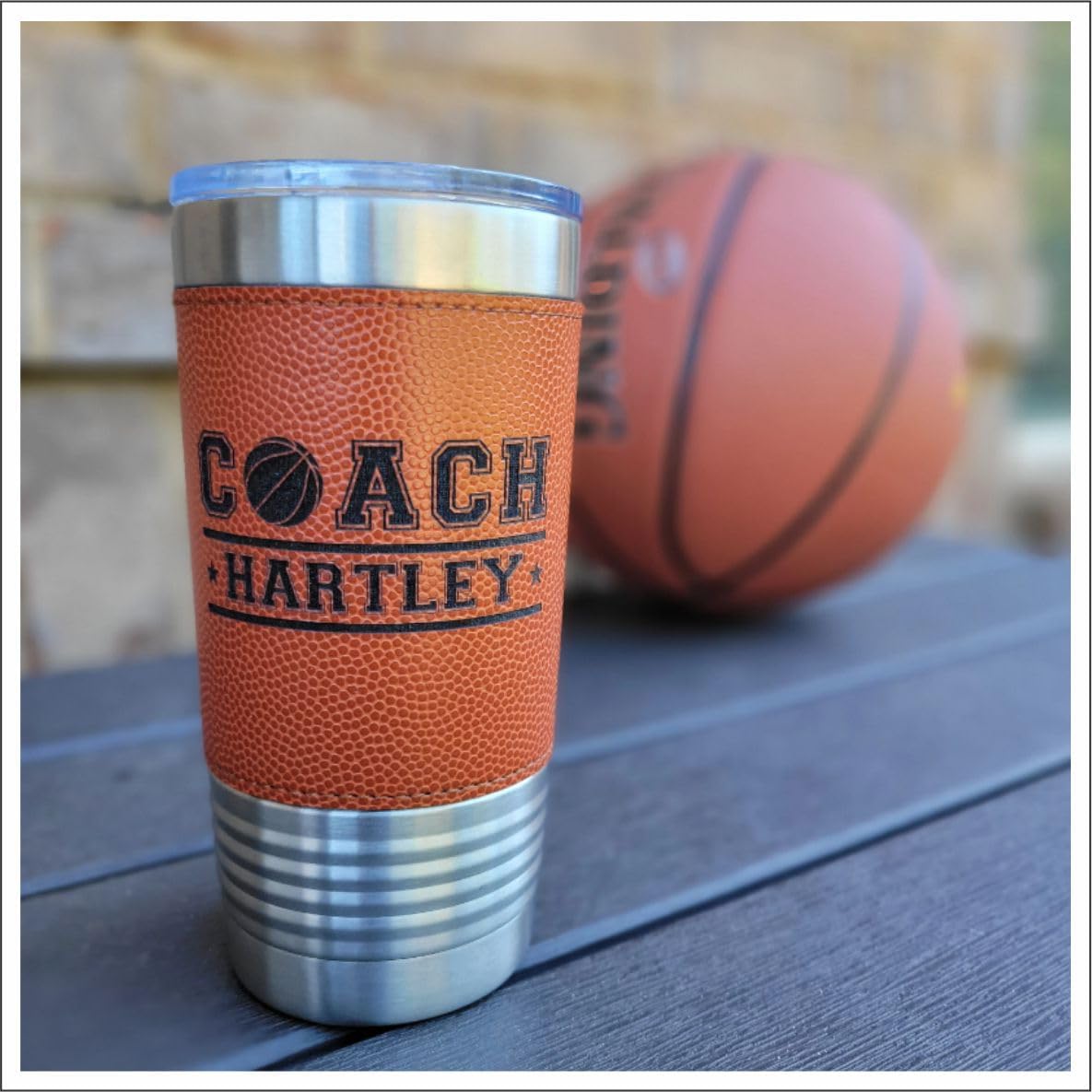 Personalized Basketball Gift Drink Tumbler! Insulated Leatherette Tumbler Gift For Basketball Coach ! 20oz Mug Basket Ball Coach - Image 3