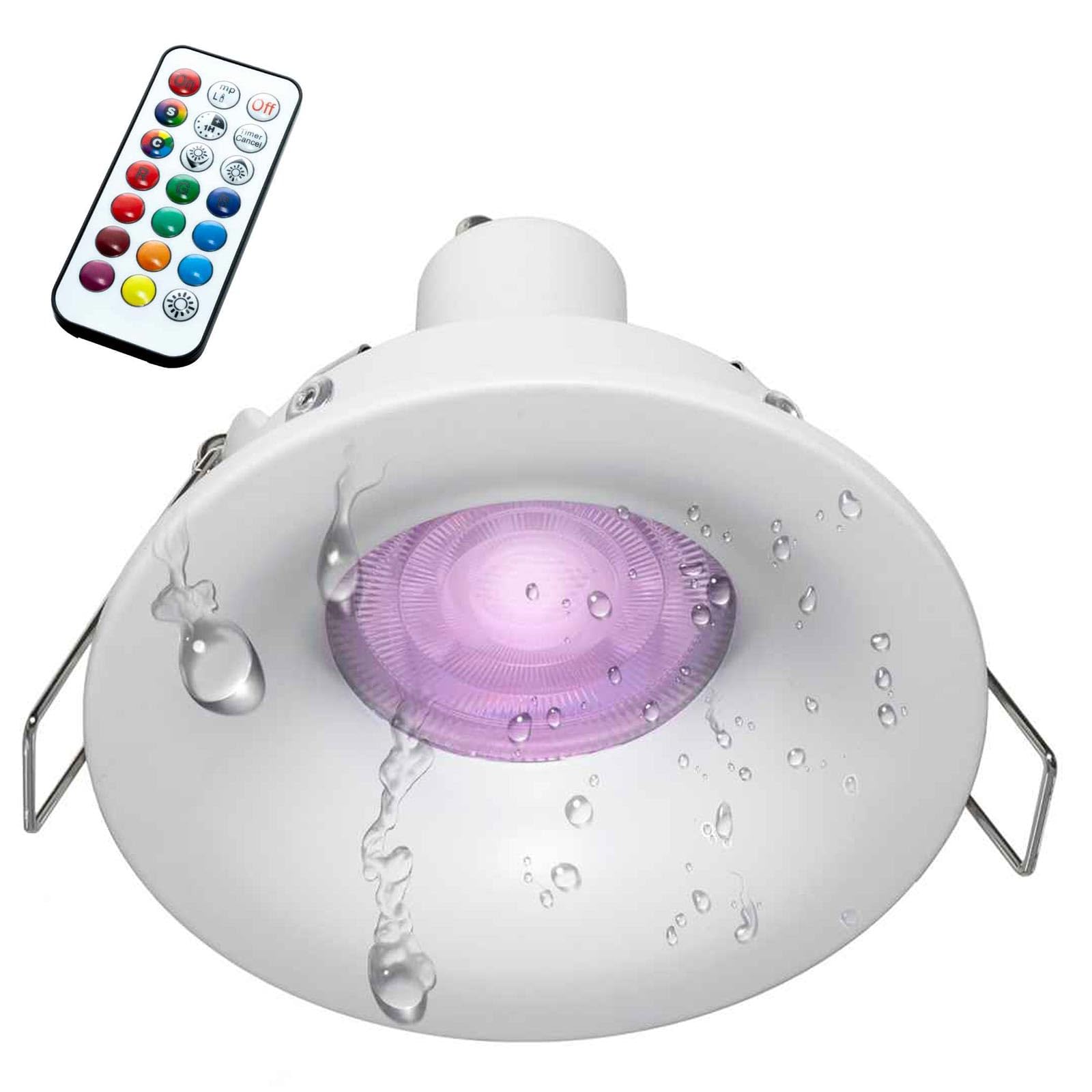 Planetitaly Faretto LED cromoterapia GU10 6W 230V incasso 7cm lampada RGB RGBW luce multicolore box doccia bagno IP65, Dimmerabile, LED RGB+6500K forma tondo