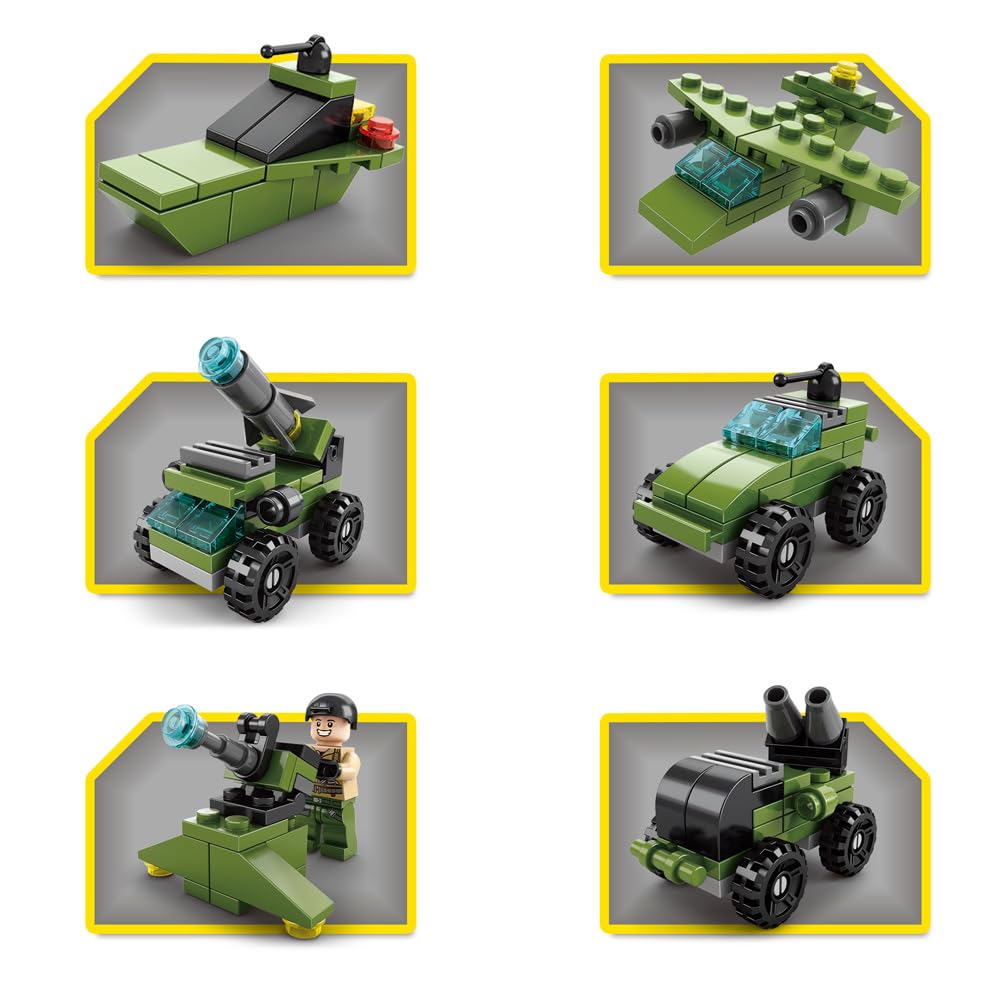 Vilbocr Military Building Blocks Set, Army Tank Vehicle Toy with 7 in 1 Transformable Models - Image 4