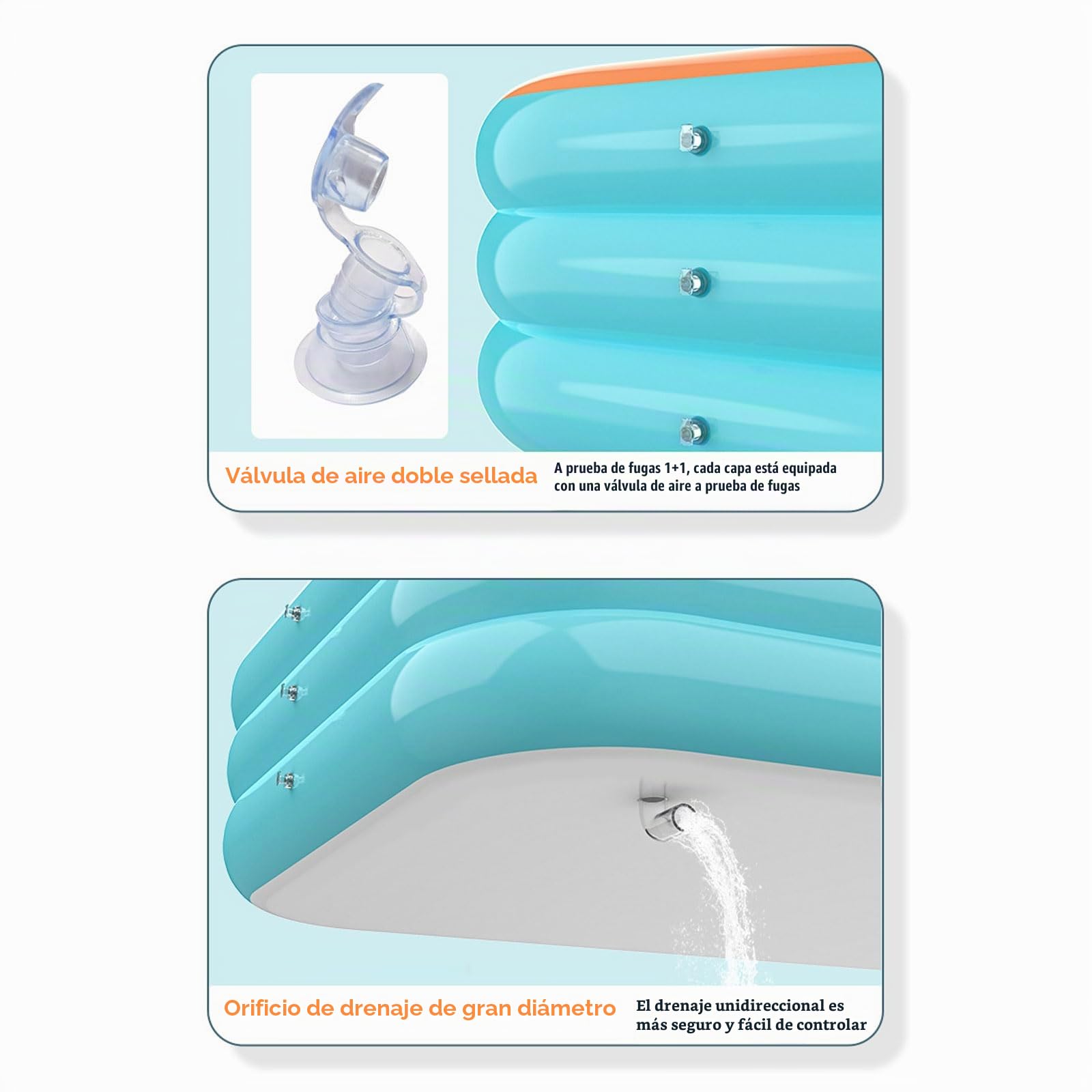 Piscina hinchable familiar para niños y adultos 318*180*65cm,3 capas Plegable Piscina infantil grande de PVC reforzado ,Con bomba de aire y parche reparador,para Jardín Interior al Aire Libre