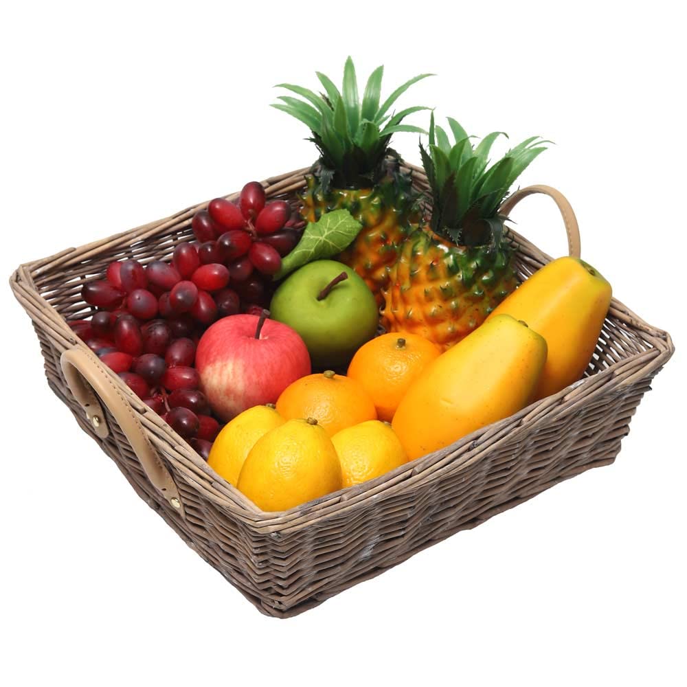 YataiFruit Basket, Natural Study Willow Basket, Vintage-Style Picnic Basket With Handles, Rattan Ramadan Basket, Easter Basket, Bread Basket, Multipurpose Storage Baskets for Fruit, Candy Gift (L)