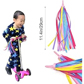 kortes 1 Pack Kids Bike Bell and 2 Pack Kids Bike Streamers for Children\'s Bike Accessories (Pink & Green)