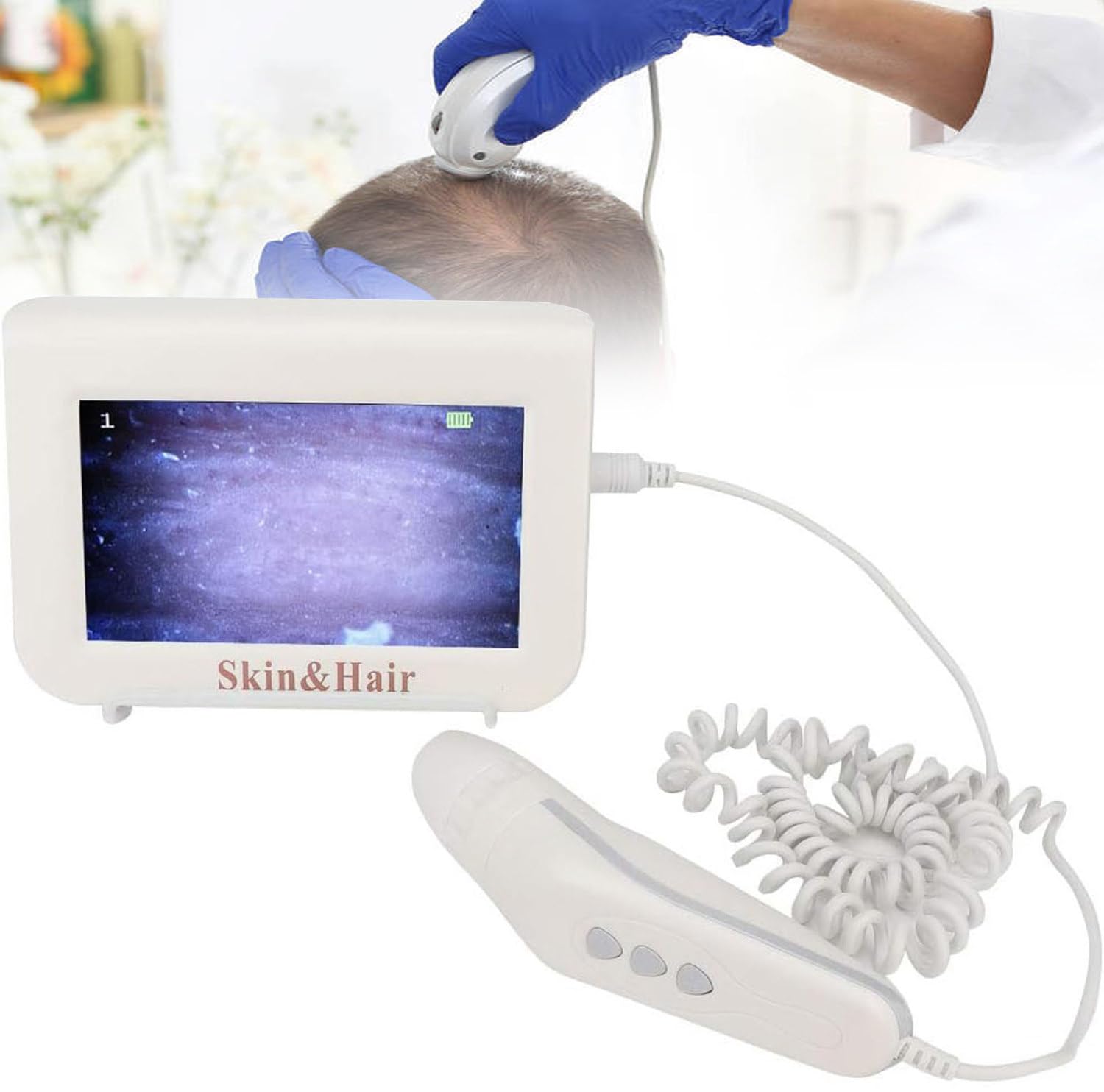 ANXYYDS Skin Diagnostic Hair Analyzer, 7 Inch Charging Type Scalp Hair Follicle Skin Hair Detector Analysis Machine 100-240V