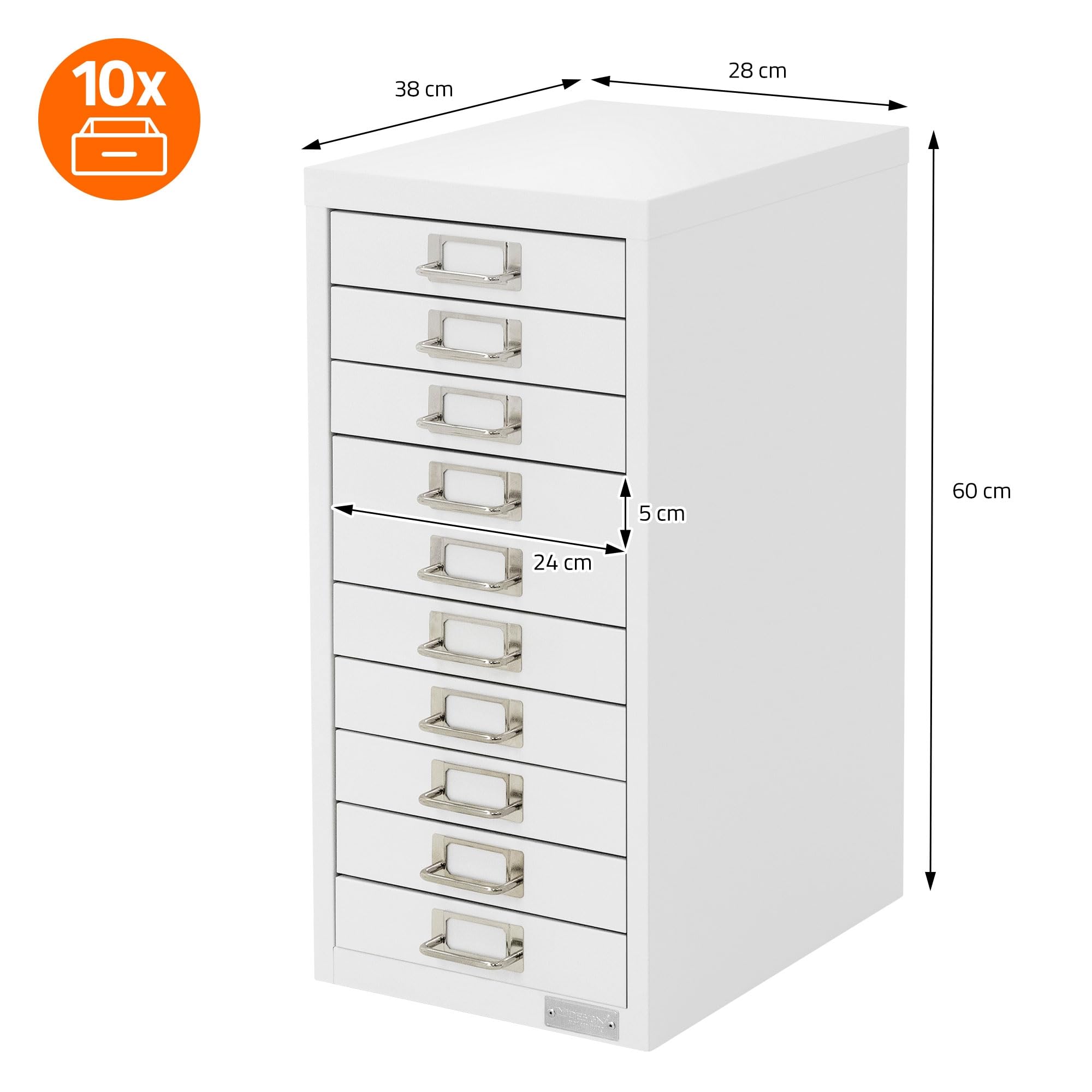 Archiefkast met 5 laden 28x38x33 cm wit metaal ML design - ML-Design