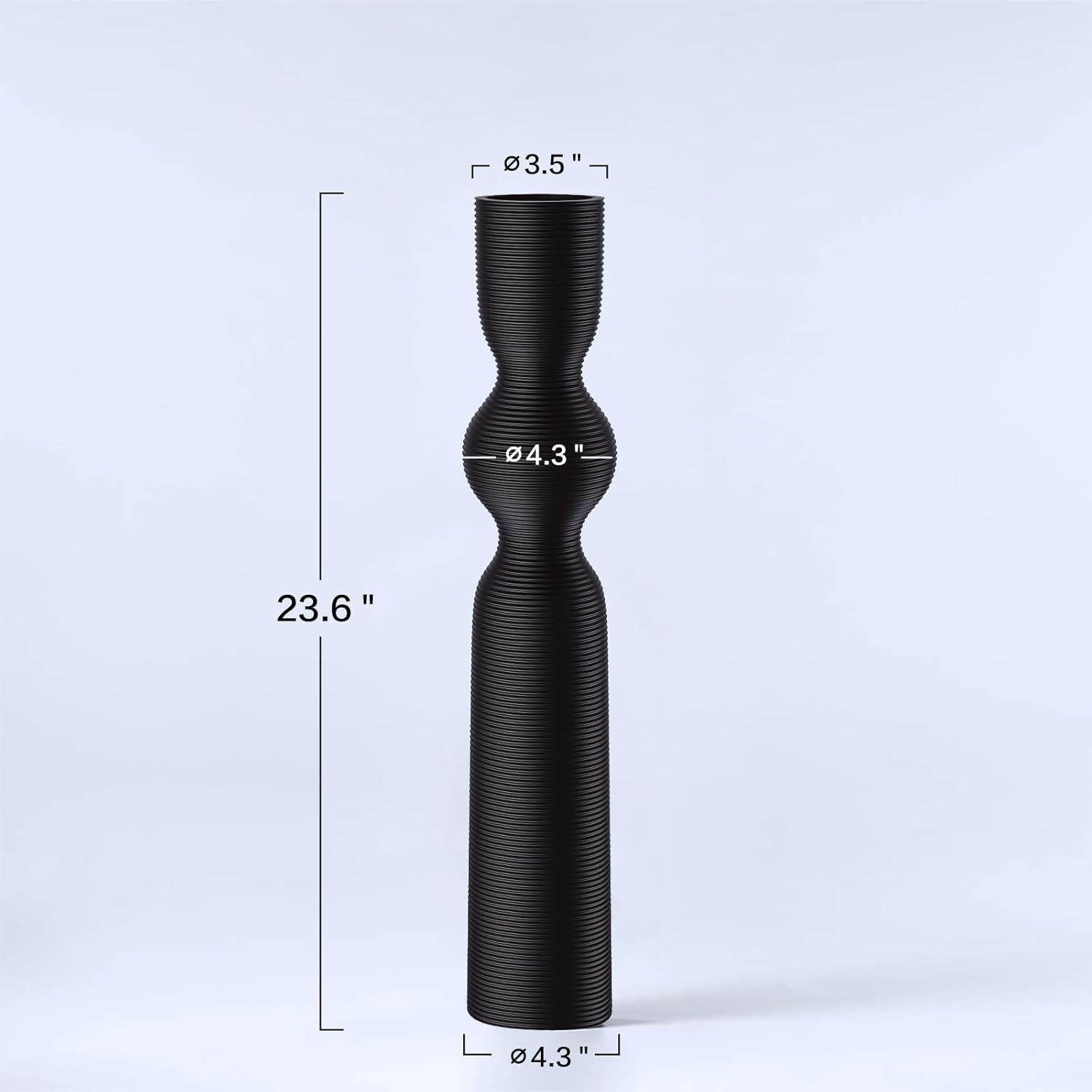 Black Floor Vase, 23.62'' Tall Vases, Ideal for Dried Flowers/Standalone Home Decor, Modern Curved Silhouette for Living Room/Entryway, Resin Tall Floor Vase