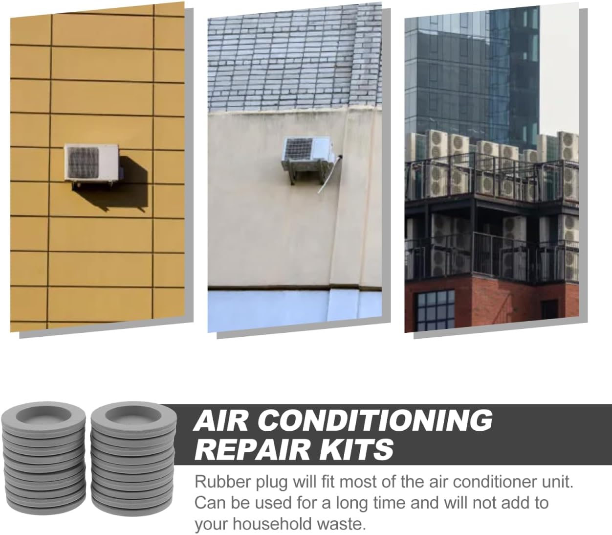 10Pcs Air Conditioner Drain Hole Plugs 1.02 Inch Rubber Stopper Weather Resistant Ac Unit Condensation Leak Prevention Kit