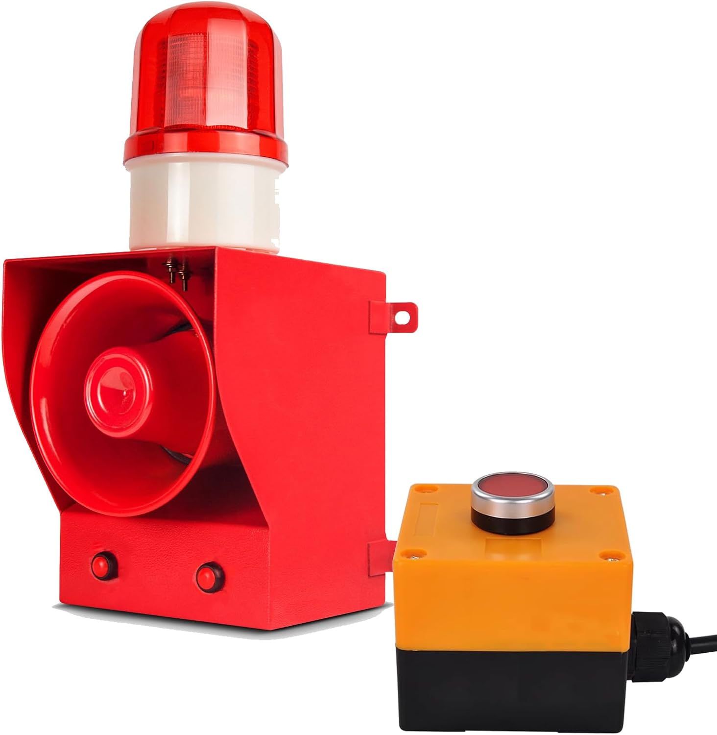 Alarm Siren with Button Control Box 130dB Horn 12 Tones Adjustable 45w Emergency Alarm Systerm Strobe Siren for Farm Factory Harbor Dock AC220V