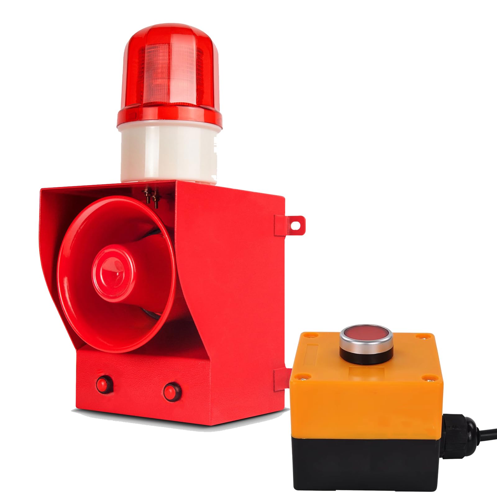 Y DIANS S Alarm Siren with Button Control Box 130dB Hore 12 Tones Adjustable 45w Emergency Alarm Systerm Strobe Siren for Farm Factory Harbor Dock DC12V