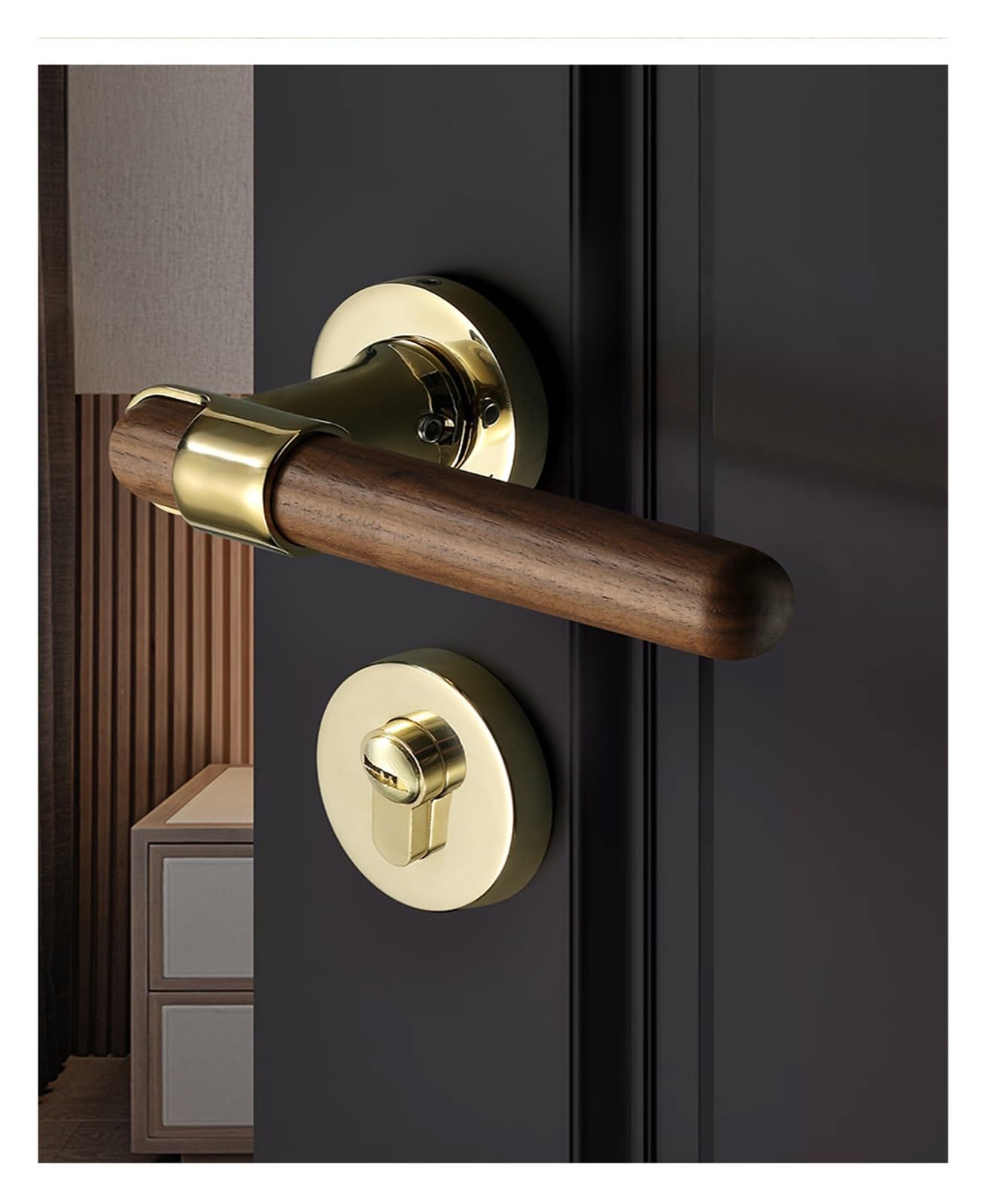 Serrure de porte en noyer style rondin pour votre suite