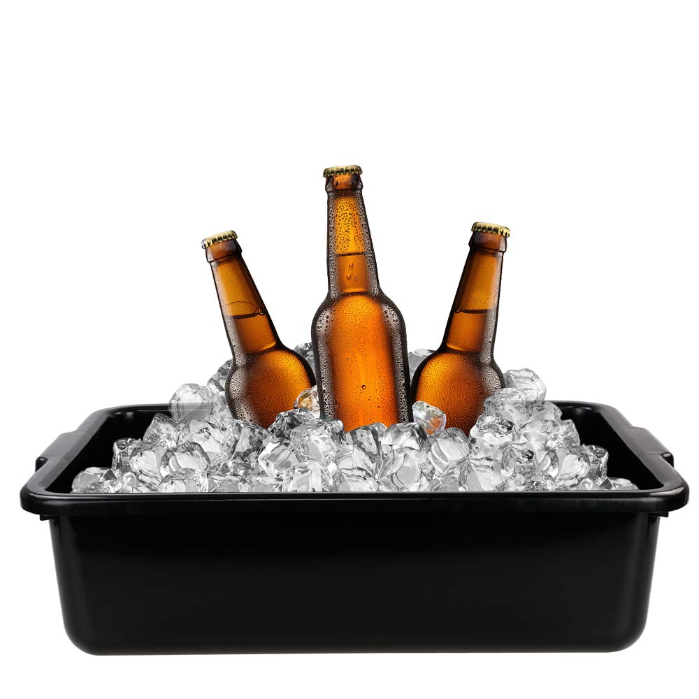 24 Liters Large Commercial Bus Tubs, Plastic Bus Box Dish Bin Set of 4, Black