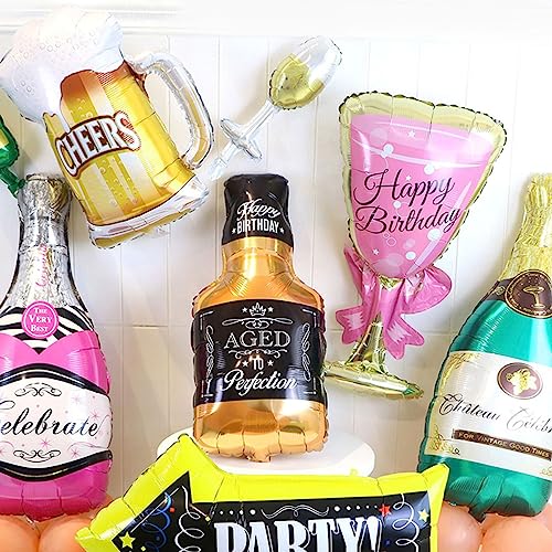 6Pcs 36'' Champagne Foil Balloons Wine Bottle Mylar Balloons Beer Mylar Foil Aluminum Balloons For Party Birthday Baby Shower Wedding Decoration Party Supplies #TOP5
