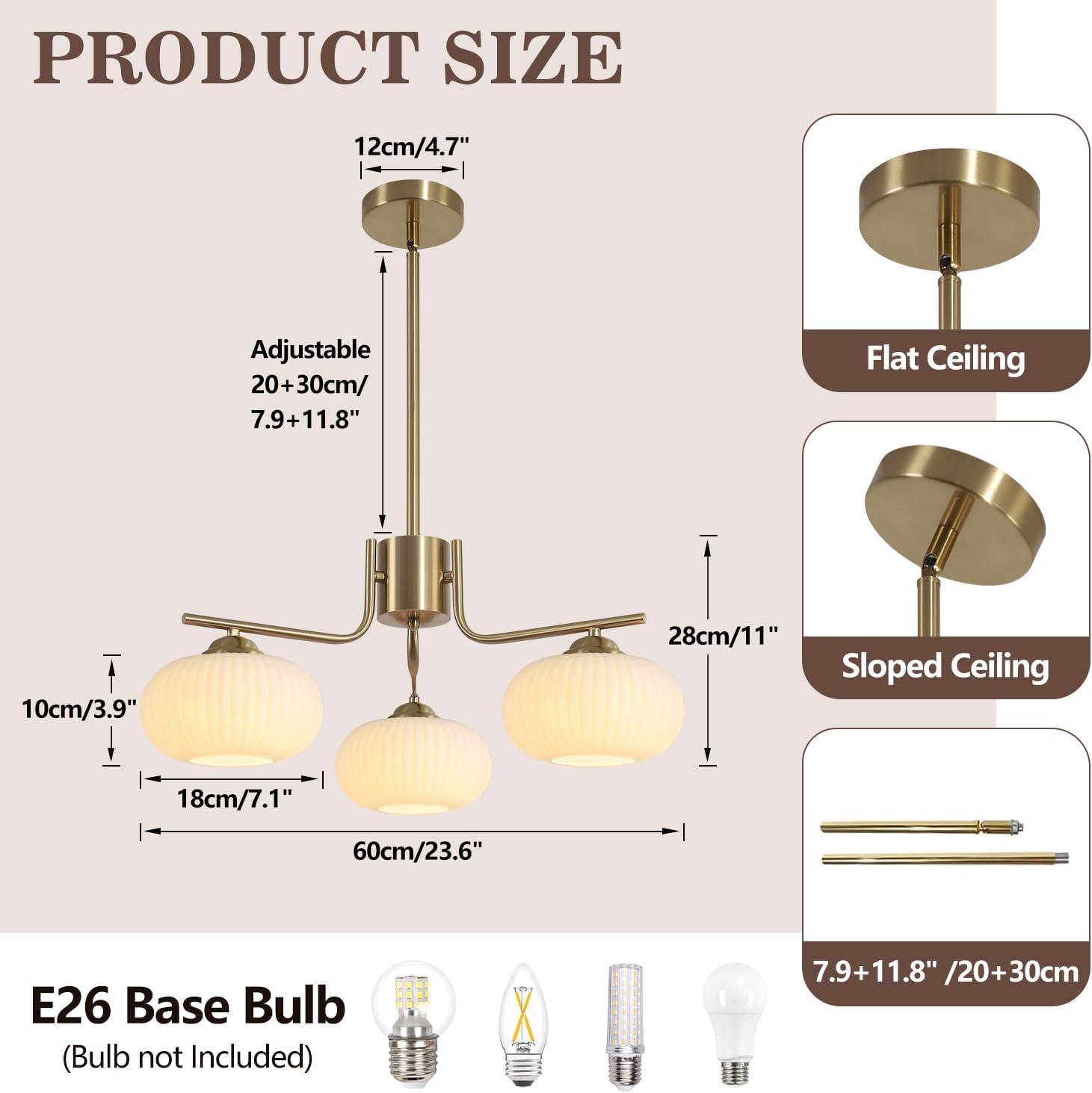 KCO Lighting 3 Light Milk Glass Chandelier Gold Sputnik Ceiling Light Fixture Frosted Glass Globe Chandelier Modern Dining Room Ceiling Pendant Light Fixture