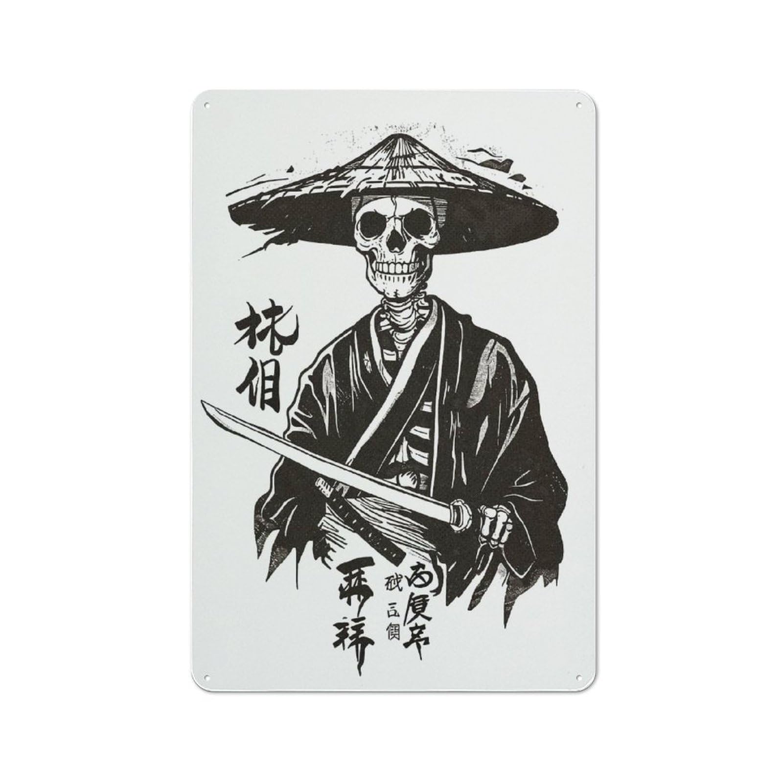 Junmoney Japanese Skeleton Legend Vintage Cafe Metal Sign 30X20cm Featuring Bistro Wall Plaque For Cafe, Bistro, Bakery Or Restaurant