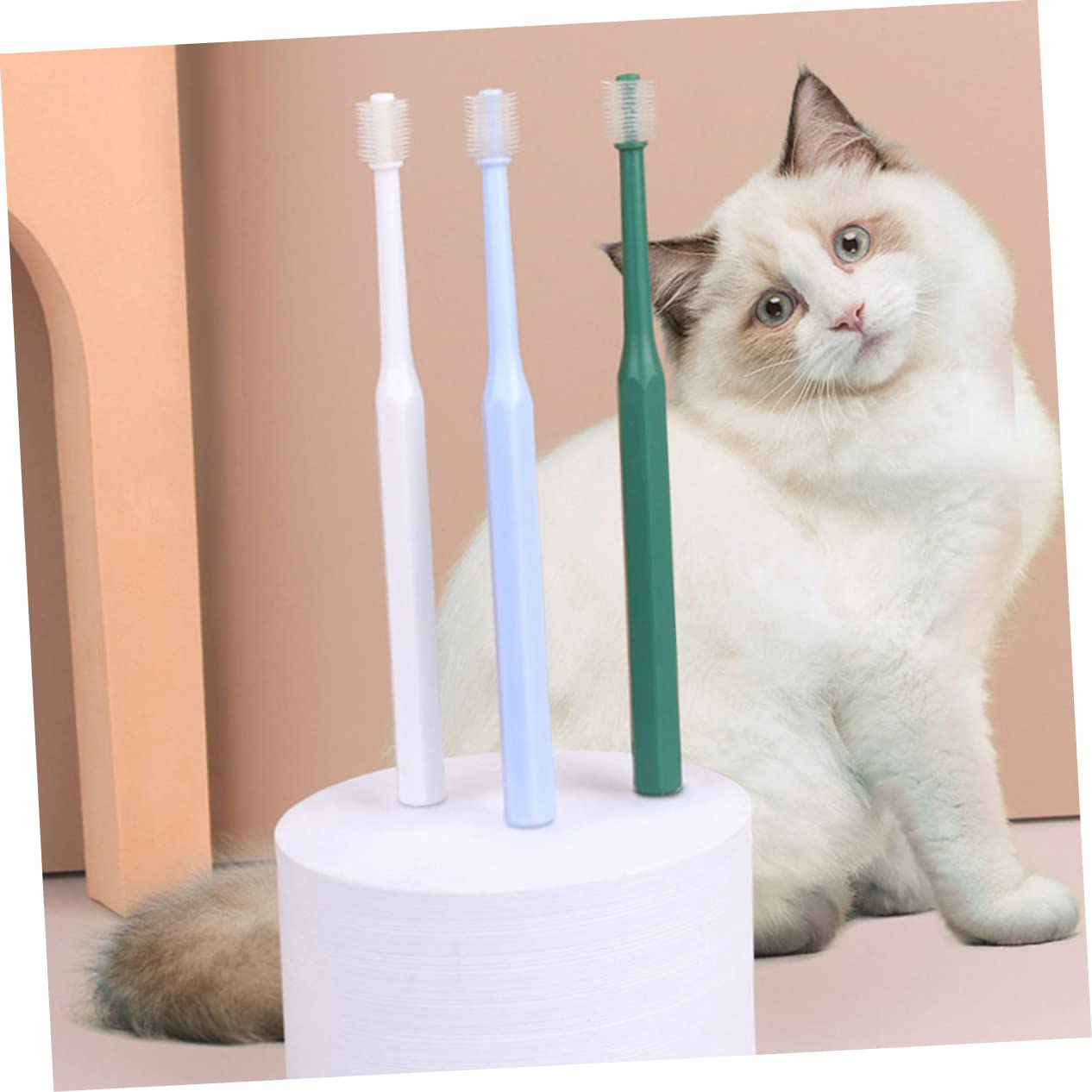 BESPORTBLE 12pezzi Spazzolino Per Animali Domestici Di Spazzolini Per La Pulizia Dei Denti Di Cani e Gatti Testina Piccola Per Pulizia Profonda Materiale Tpe Ergonomico e Durevole Orale