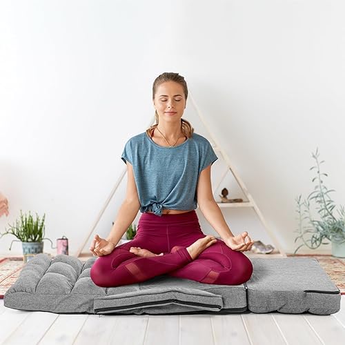 Miniatura 6 de Silla de juegos de suelo, 6 posiciones ajustables para interiores para adolescentes y adultos, sofá plegable acolchado con reposabrazos y almohada,