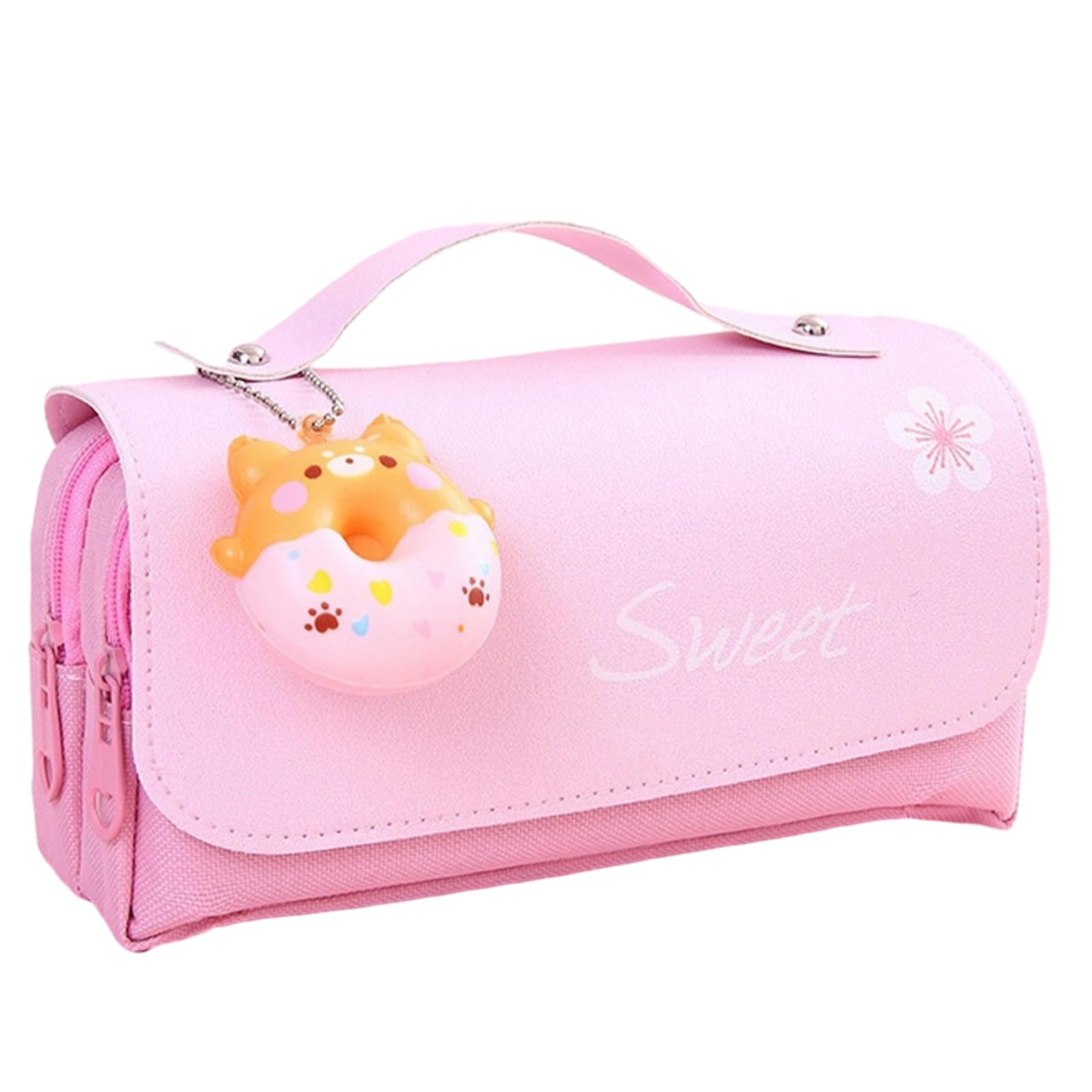 Male And Female Student Pencil Case, Pencil Case, Cute Stationery, Pencil Storage Bag-Pink cherry blossom donuts