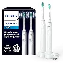 Philips Sonicare 3100 spazzolino elettrico sonico, sensore di pressione e timer, colore bianco, confezione doppia, modello HX3675, 13, Sonicare 3100, Bianco, Bianco