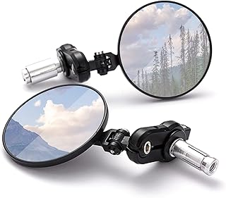 Bumbee Universal Motorcycle Bar End Mirrors ~ 3 Inch Round Folding Bar Convex En - Compare price
