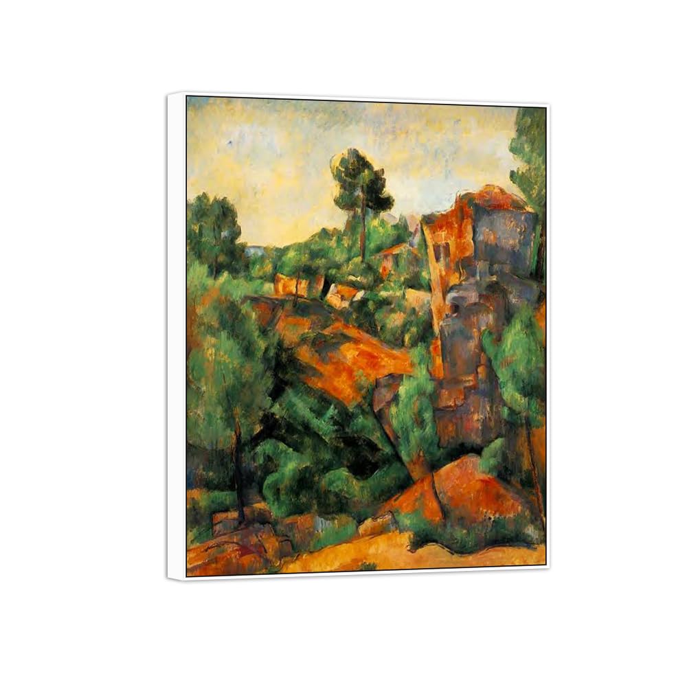 SDYSKKUG Canvas Wall Art Picture Decor Quarry 3 by Paul Cezanne 105x80cm White Frame