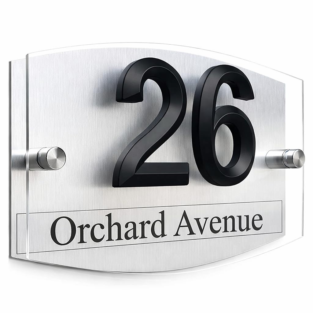 3D House Numbers Plaques Door Numbers Street Names Outdoor Signs 3D Numbers Customised Dual Layer Plaque (3D BLACK NUMBERS)