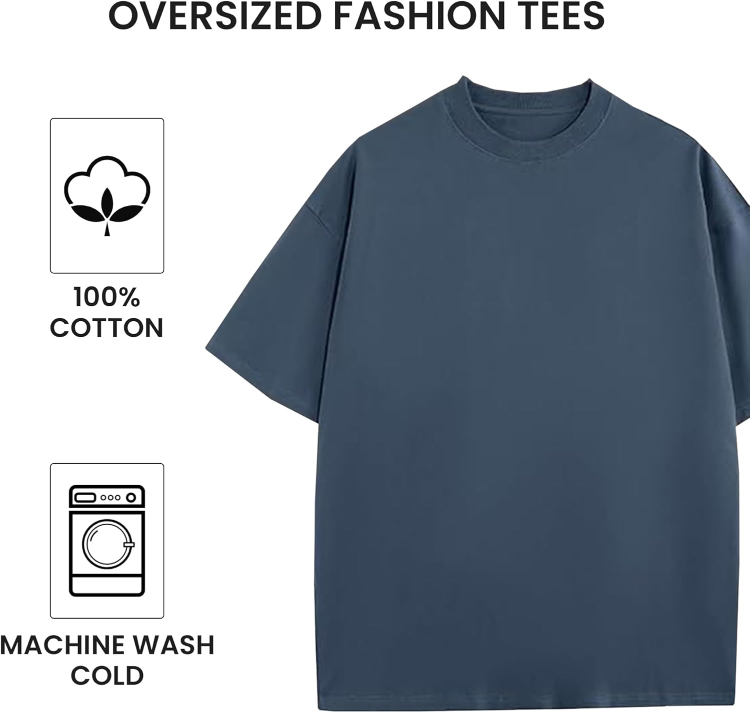 Men's Oversized Heavyweight Cotton Crew Neck Short Sleeve Tshirts Loose Fit Tops