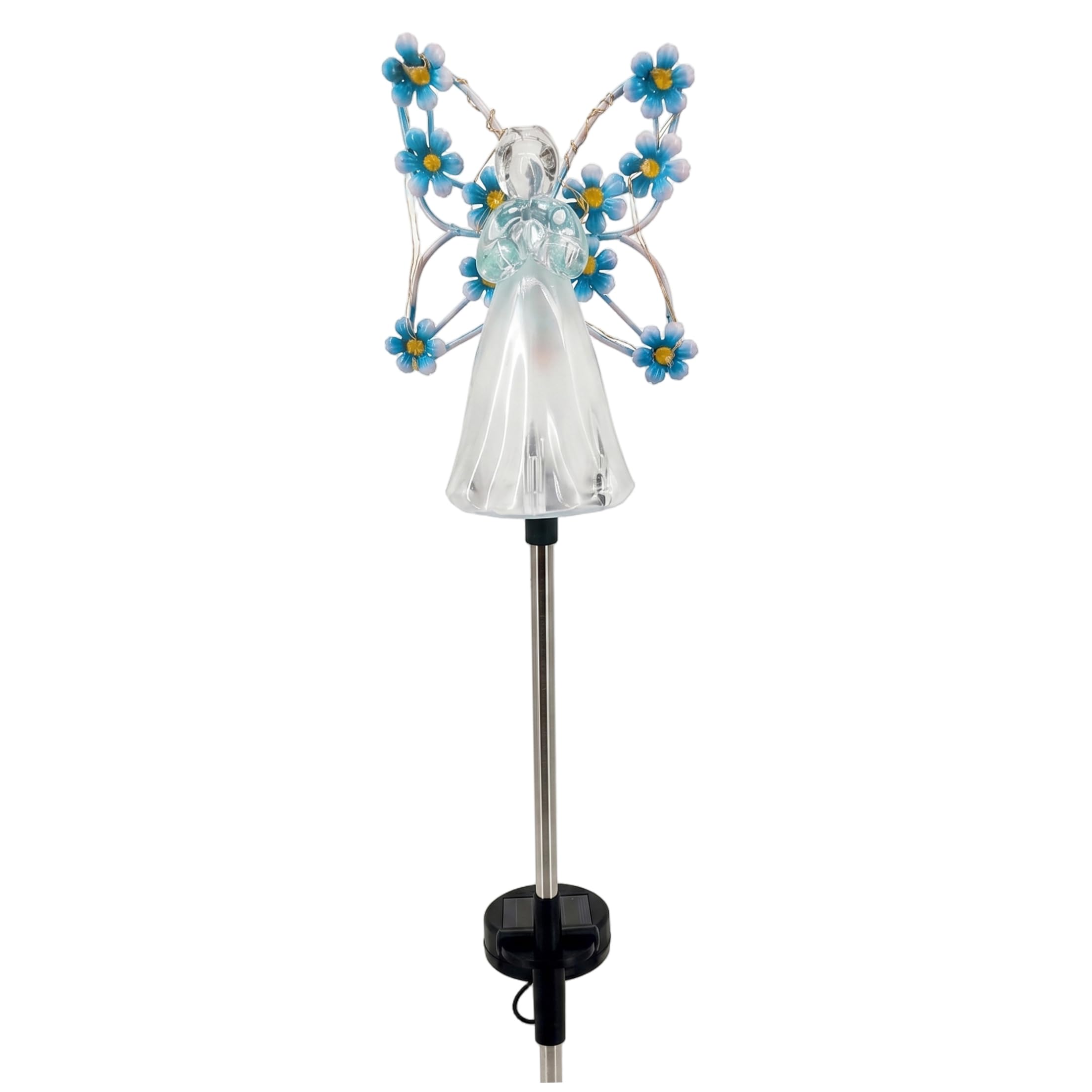 Aetherize Angel Solar Lights Outdoor Garden, Waterproof Cemetery Solar Lights for Grave with Iron Stake, Blue Angel Light
