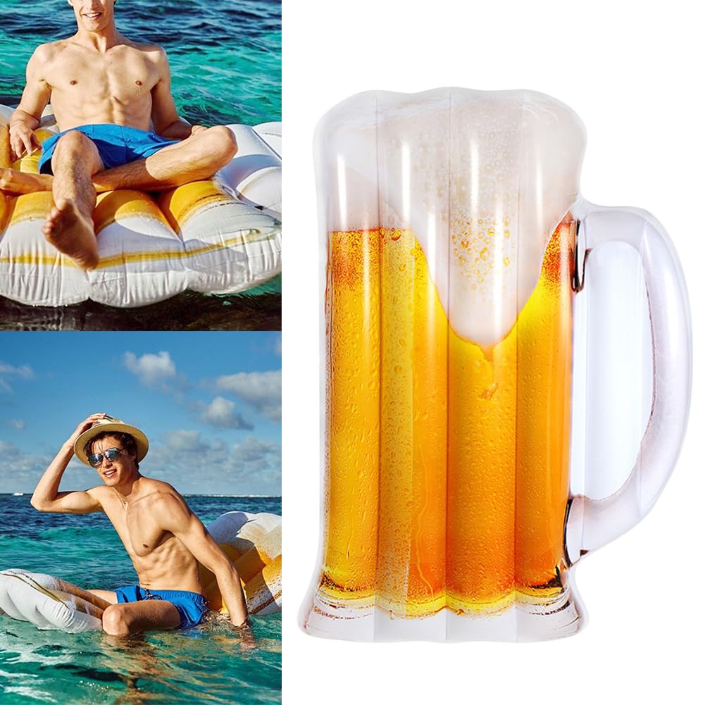 Generisch Cama flotante para piscina – 182 cm – Tumbona hinchable de PVC | Cómodo colchón de agua en forma de cerveza para piscina Lake Beach | Cama de piscina – Diversión de verano para adultos