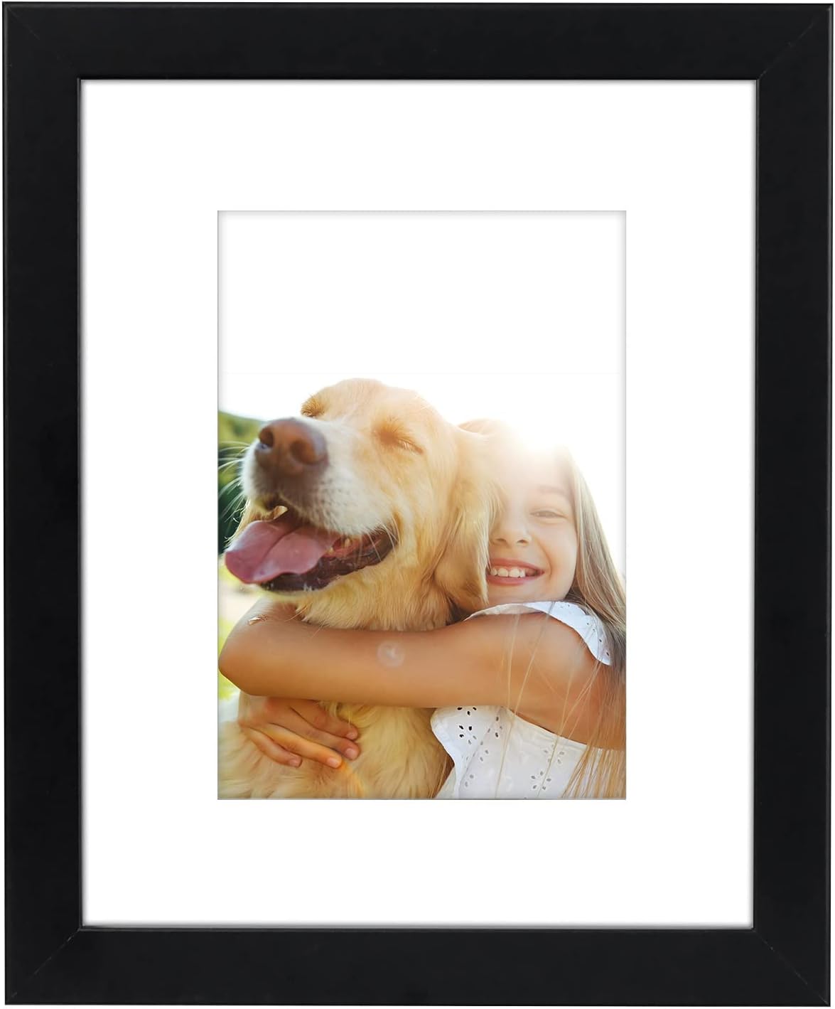 8x10 Black Picture Frame Made to Display Pictures 5x7 with Mat or
