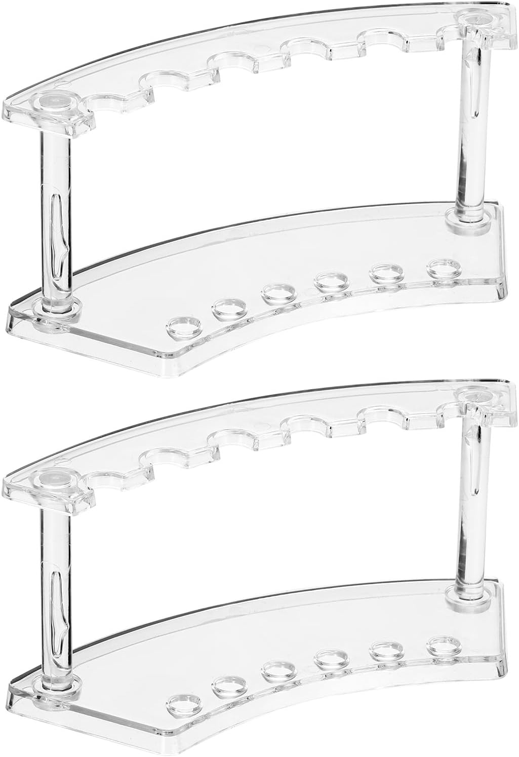 2 Pack Plastic Pen Holder, 6-Slot Acrylic Pen Display Stand, Eyebrow Pen Rack, Makeup Brush Organizer for Office Home Store（Vertical Clear）