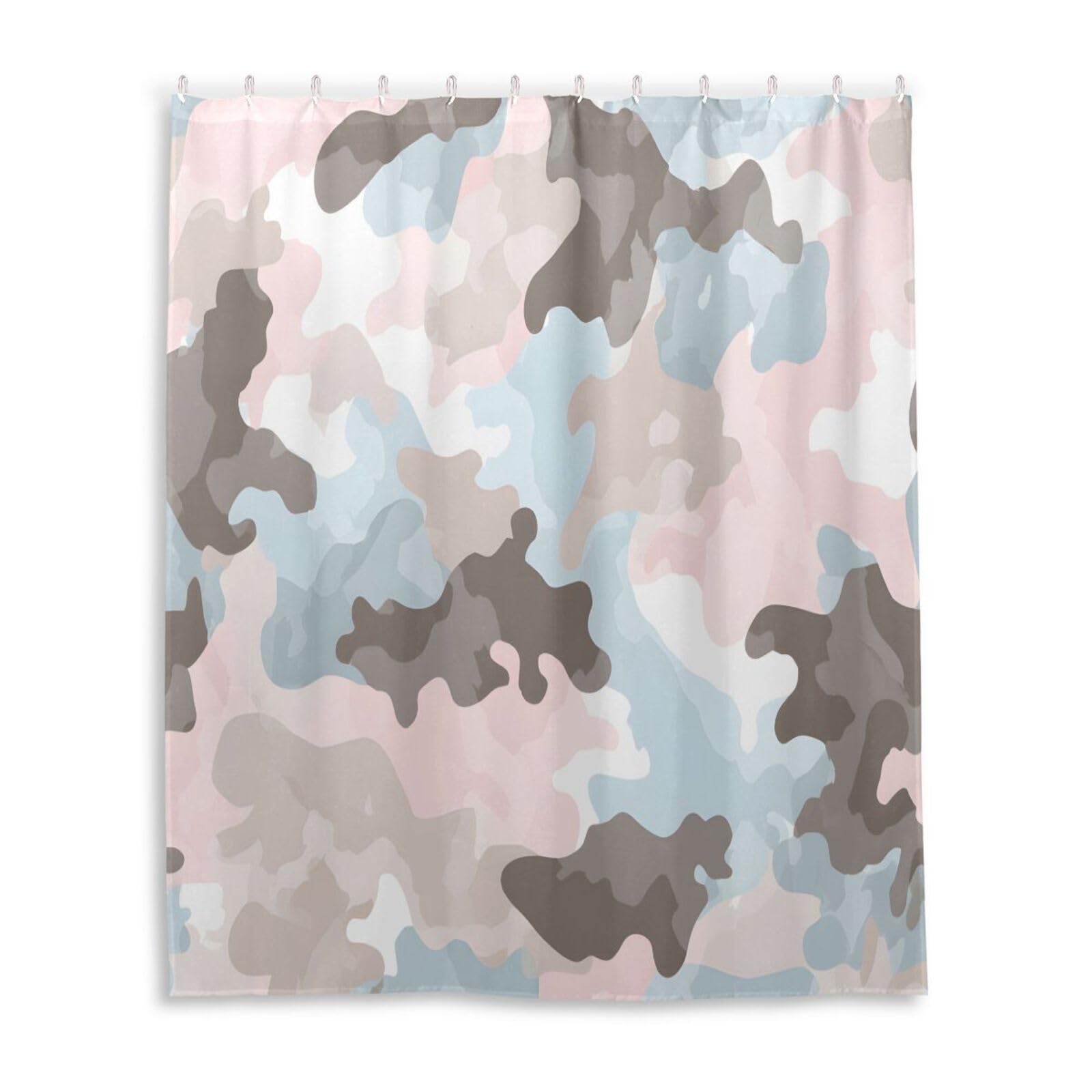 DUOBU Camouflage Pattern Shower Curtain Washable Waterproof Fabric Bath Curtain 60x72Inch Shower Curtains with Hooks for Bathroom Decor