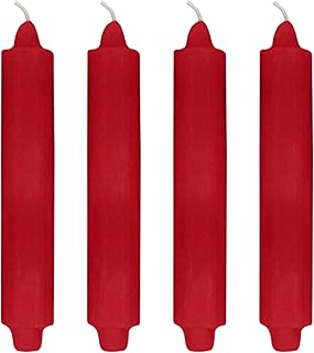 4 Pack Unscented Club Candles 9' x 1Â½' with 7/8' Base Fits Standard Candle Holder Including The Booklet 'Candle Factoids Trivia & Safety Guidelines' Made in The USA (Red)